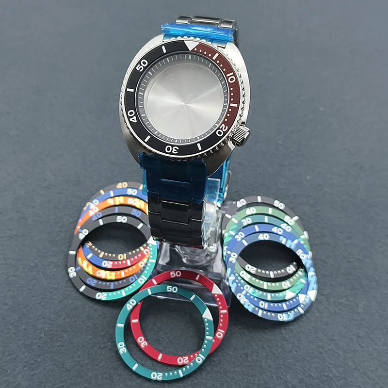 6105 Turtle Abalone Case Sapphire Crystal Glass 28.5mm Watch Dial Fits NH35 NH36 7S26 4R Movement With Steel Band Watch Case