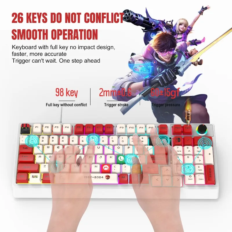 Real mechanical keyboard, blue axis, red axis, wired two-color injection molding, sublimation keycap game peripherals