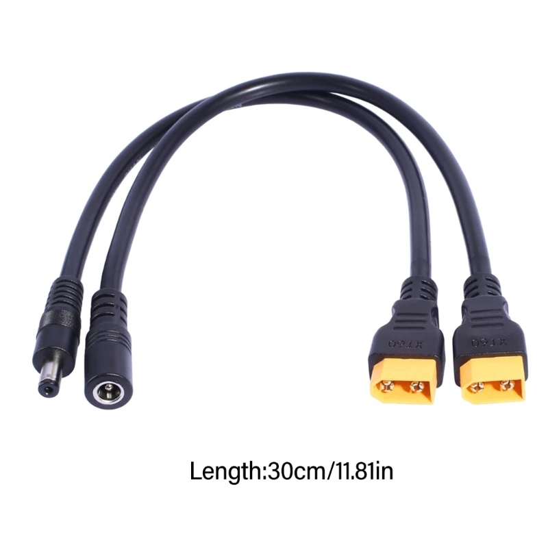 XT60 Male to 5.5x2.1mm/5.5x2.5mm Power Cable for Remote Energy Storage with 5.5x2.1mm/5.5x2.5mm Male/Female Ports