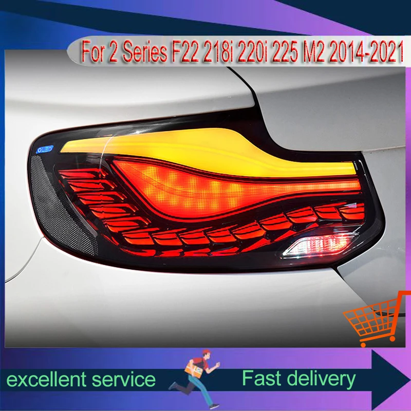 Car Assembly Refit For BMW 2 Series F22 218i 220i 225 M2 2014-2021 Dragon Scale Running Dynamic Turn Signal Light Auto Taillight