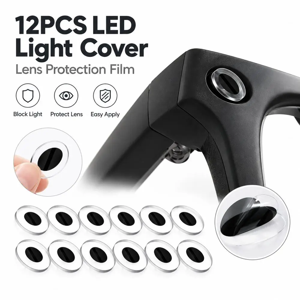 12PCS Self Adhesive Film Smart Glasses LED Cover Scratch Resistant Recording Indicator Blocker LED Light Cover Glare Reduction