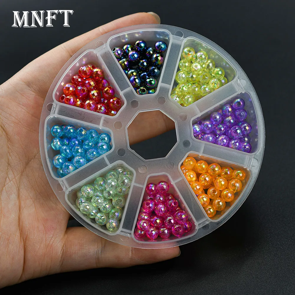 240Pcs Acrylic Fishing Rig Beads Assorted Color Box Pack Rou