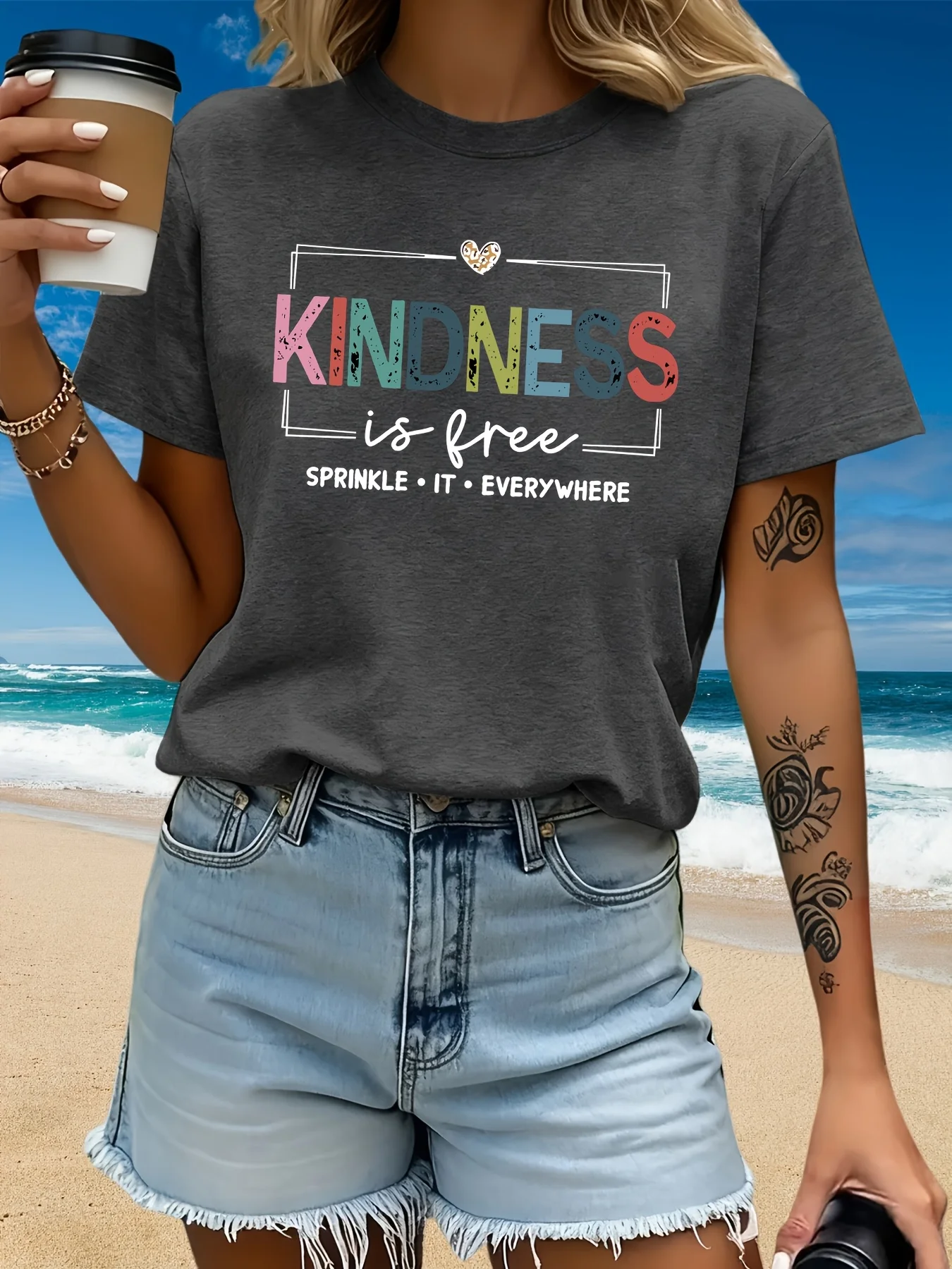SPRINKLE IT EVERYWHERE Pattern Summer New Women's T-shirt Casual Fashion Printed T-shirt Elegant Women's Clothing