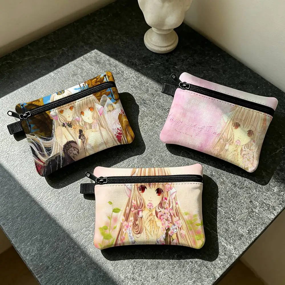 Anime Manga Comic Chobits Waterproof Zippered Coin Purse – Lightweight Hanging Wallet For Coins ID Cards