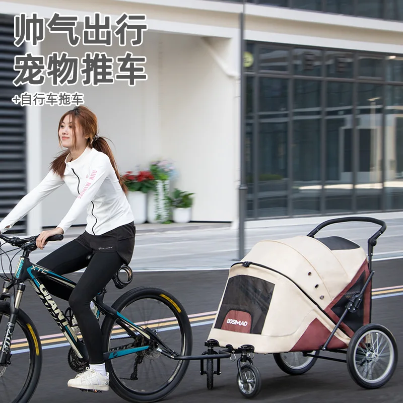 Giant Pet Stroller for Outdoor Use Pullable Walk-in Cart for Multiple Cats Elderly Dogs and Disabled Dogs