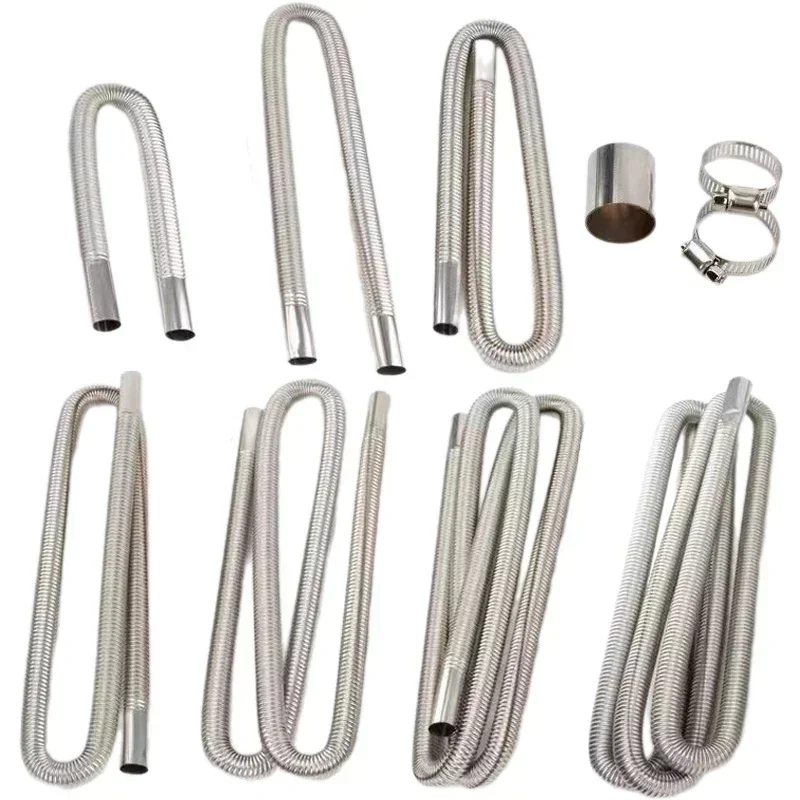 60cm-300cm Air Diesel Parking Heater Stainless Steel Exhaust Pipe Tube Vent Hose Elbow Connector W /Clamps For Car Truck Van