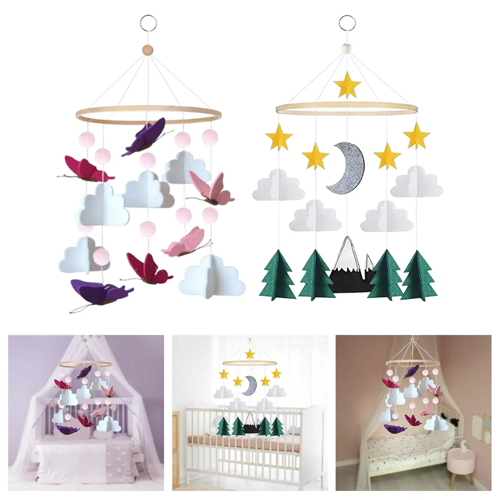 Baby Crib Mobile Wind Chimes Soothing Emotions Rotating Wind Bell for Room Bedroom