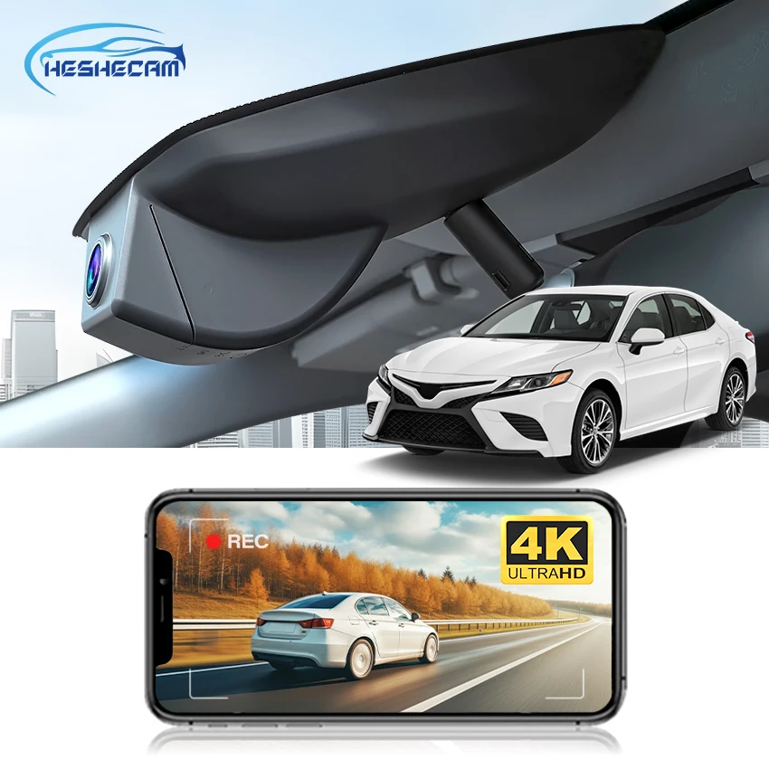 HESHECAM  4K Dash Camera for Toyota Camry 8th Gen XV70 2018-2024, OEM-Style Easy Install Car DVR, Night Vision, WiFi Dash Cam