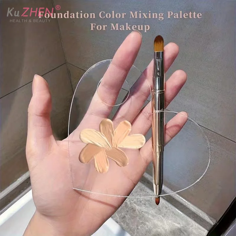 Paleta de maquillaje acrílica transparente, base líquida, crema mezcladora, cosmética Manual, mezclador de maquillaje, herramienta de belleza, 2 uds.