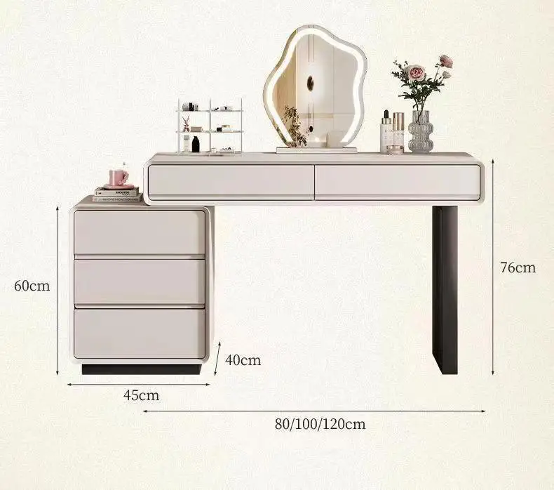 Semplice cassettiera per camera da letto in stile crema di lusso leggero in legno massello integrato