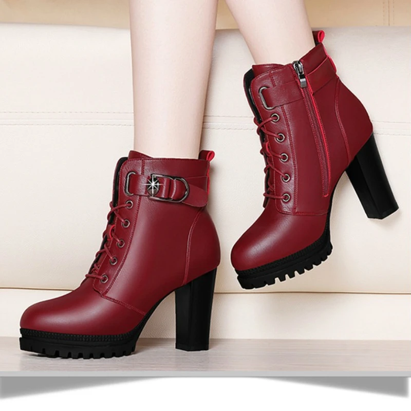 Elegant High Heels Women Boots Platform Chunky Shoes 2025 Trend New Fashion Chelsea Ankle Boots Winter Pumps Mujer Botas Zapatos view 4