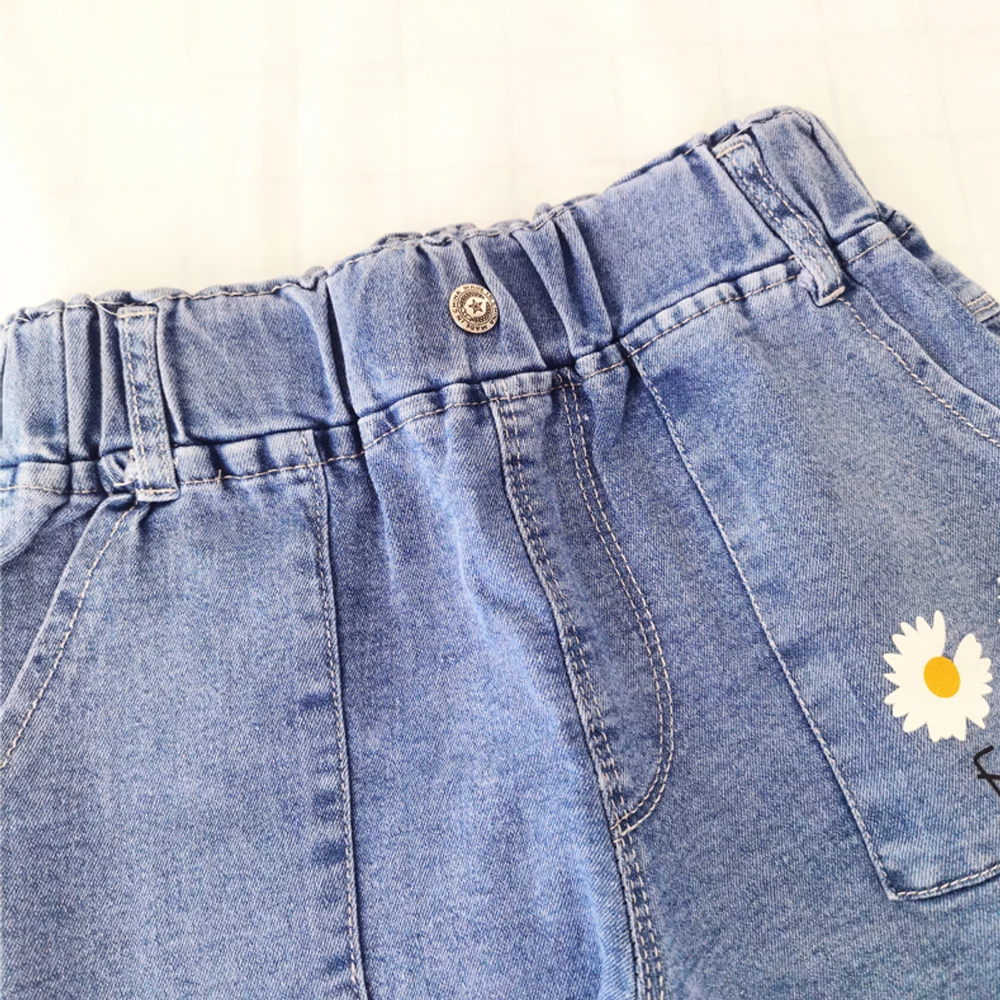 IENENS Fashion Girls Denim Pants Shorts Girl Thin Soft Trousers Jeans Kids Children Casual Clothes Clothing 4-13 Years