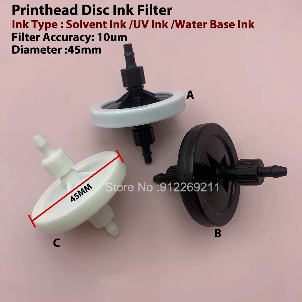 

10PCS Disc Ink Filter 10microns 45mm UV Solvent Ink Filter for I3200 4720 5113 TX800 XP600 DX5 DX7 Spectra 512 Konica Printhead