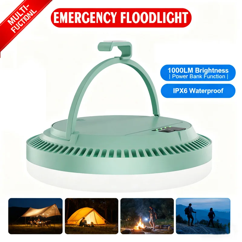 

Аварийное освещение 7800 мАч, перезаряжаемый светодиодный фонарь для кемпинга с магнитным крючком и аккумулятором Type-C для дома и улицы