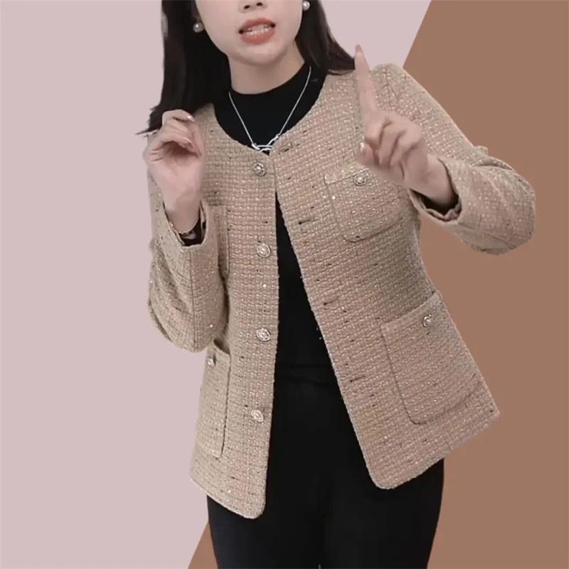 Jaket lengan panjang Korea wanita, atasan Luaran kasual elegan gaya wewangian kecil lengan panjang kualitas tinggi musim gugur 2023