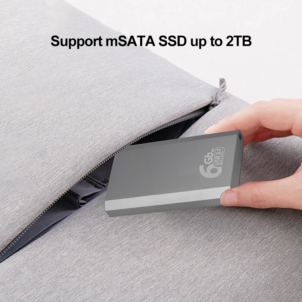محول علبة mSATA إلى USB 3.1 Gen2 6Gbps SSD حافظة قوية مع منفذ من النوع C لمحرك الأقراص الصلبة الداخلي mSATA