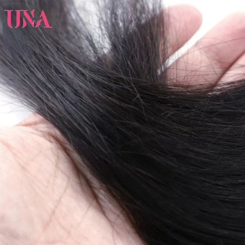 Una Human Hair 4*4 Lace Closure 16 Inch Middle Part Free Part Hand Made Lace Closure Natural Black Color For Women DIY Wig