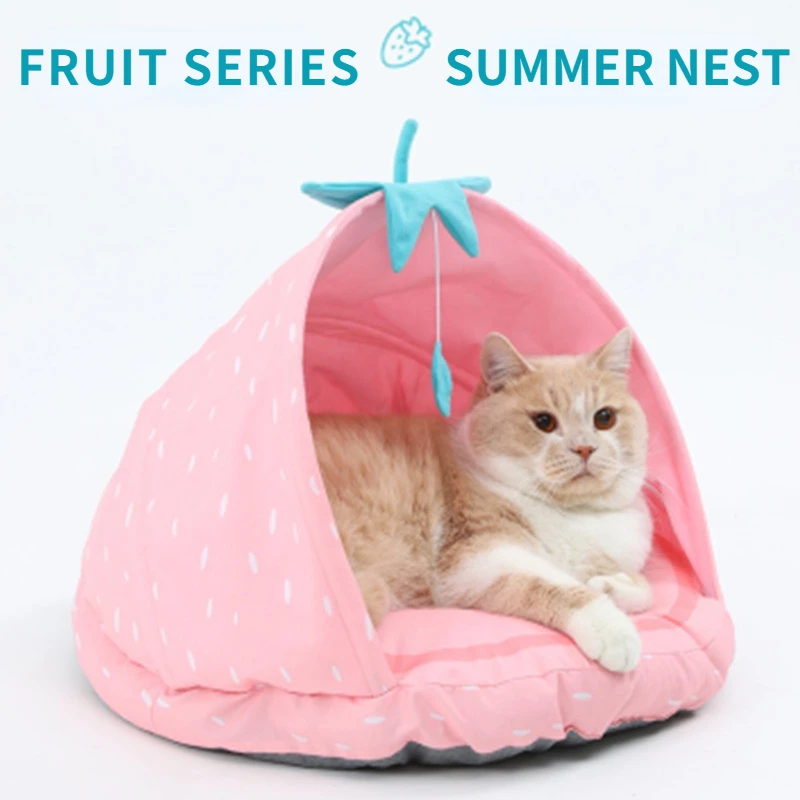 

Summer fruit cat tent foldable cat litter watermelon strawberry lemon breathable puppy bed small dog kennel non-slip cat house