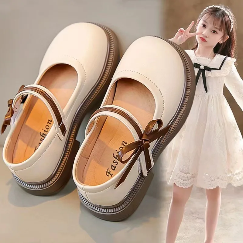 Prinsessenschoenen met zachte zolen voor meisjes Lente 2025, nieuwe stijl, eenvoudige en westerse stijl Zhongda campusprestatieschoenen voor kinderen