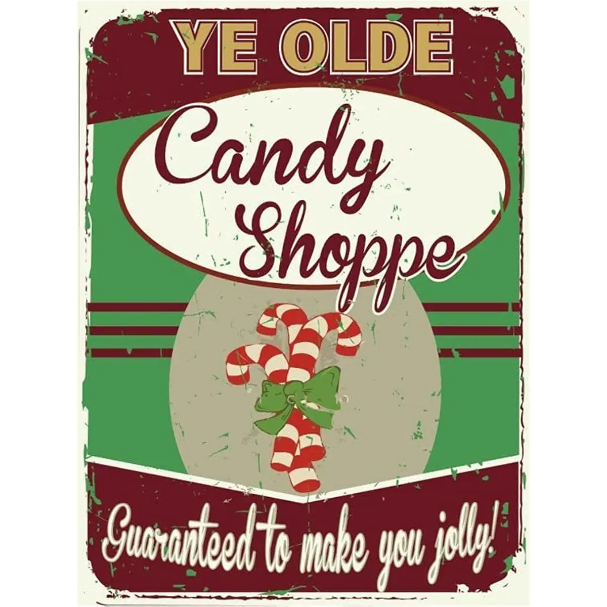 Christmas Nicks Candy Shop Red and White Stripped Candy Canes Christmas Treats Tin Sign Vintage Metal Signs Wall Decor Novelty