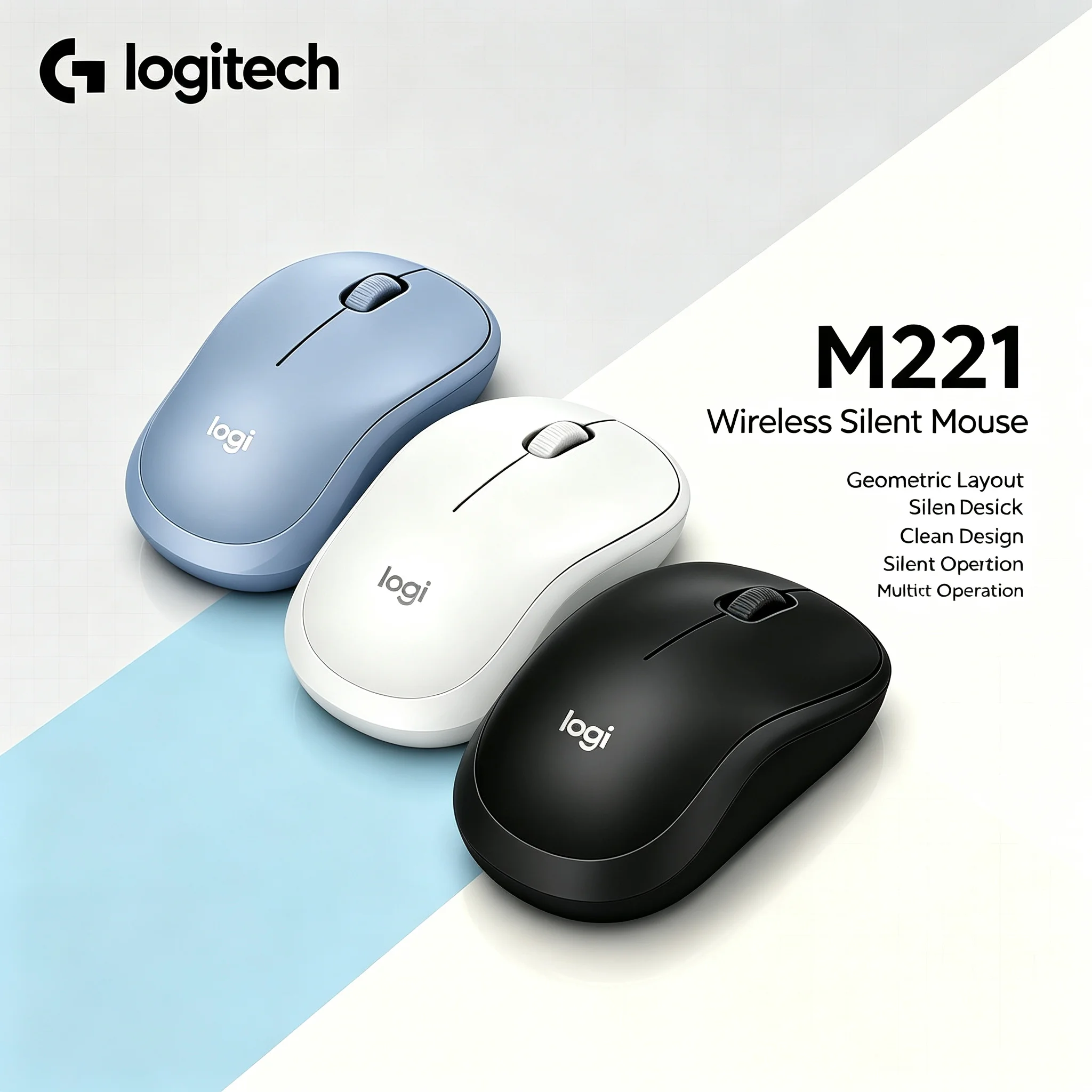 Logitech M221 Wireless Mouse Silent Click Pastel Color Mice For Notebook Desktop Computer