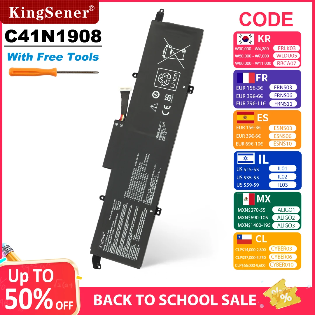 KingSener C41N1908 0B200-03610000 Battery For Asus RoG Zephyrus G14 GA401 GA401II GA401IU GA401IV GA401IH GA401QE GA401QM GA401Q
