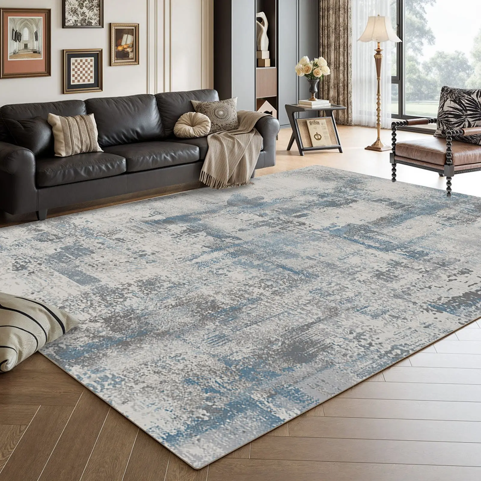 

Modern Simple Style Parlor Carpet Non-slip Washable Decoration Bedroom Light Luxury Rug Easy Clean Big Size Office Floor Mats
