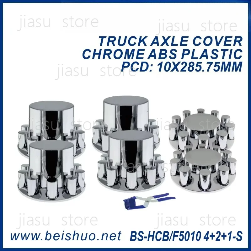 For Trucks ABS Plastic Chrome Axle Cover Kit 2 Front & 4 Rear Covers with 60 Screw-On Nut Caps