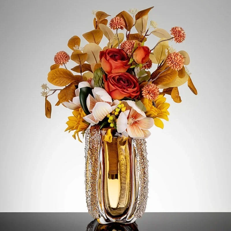 Modern simple glazed vase living room decoration ornament Internet celebrity entrance European light luxury high-end home flower