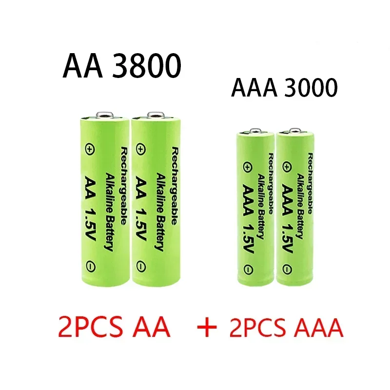1.5V AA/AAA Rechargeable Batteries, AA/AAA Alkaline Batteries, 3800-3000mAh, for Flashlights, Toys, Clocks, MP3 Players, Alkalin