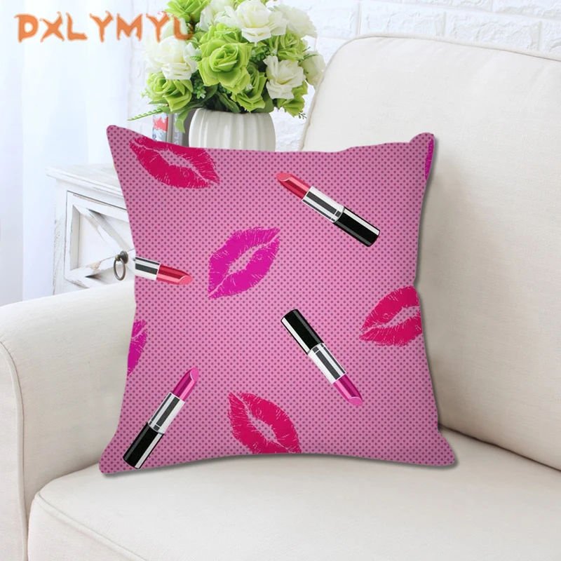 

Make Up Pattern Print Throw Pillow Cover Decorative Soft Plush Classical Cushion Cover 45*45 Pillowcase Home Decor