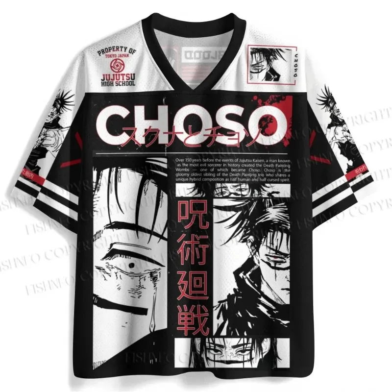 Jujutsu Kaisen Choso Schwarz-Rot Manga Collage 3D-Druck Jersey Y2K Kurzarm T-Shirt für Männer und Frauen Dunkler Anime Streetwear Sport-Oberteil