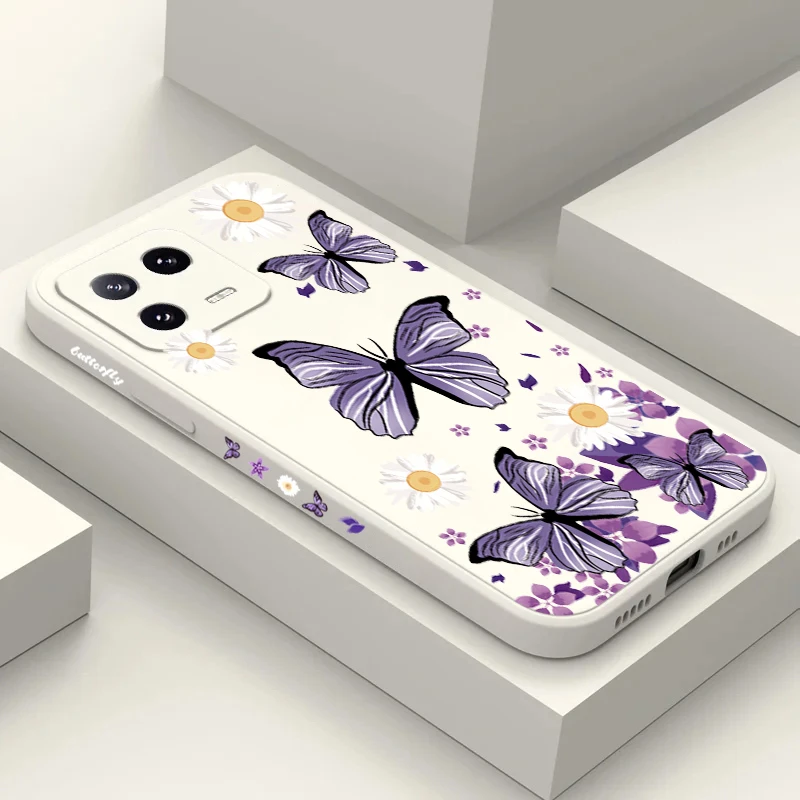 Purple Butterflies Phone Case For Xiaomi Mi 13 12 11 Lite 5G 14 13T 12T 12X Poco M6 X5 X3 F5 X6 Pro C65 Shockproof Bumper Cover