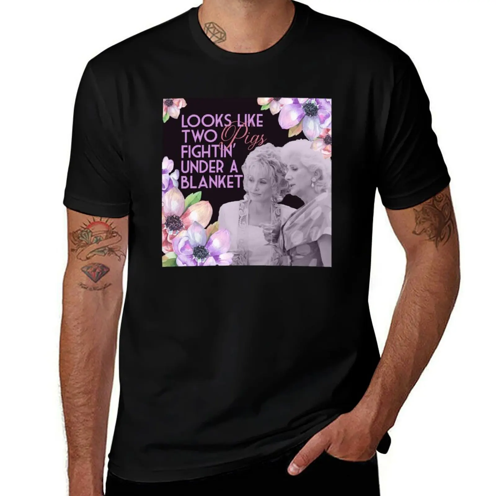 Steel Magnolias Clairee Two Pigs Fighting Under a Blanket Funny Movie Quote T-Shirt Sun Block Outdoor T-Shirt