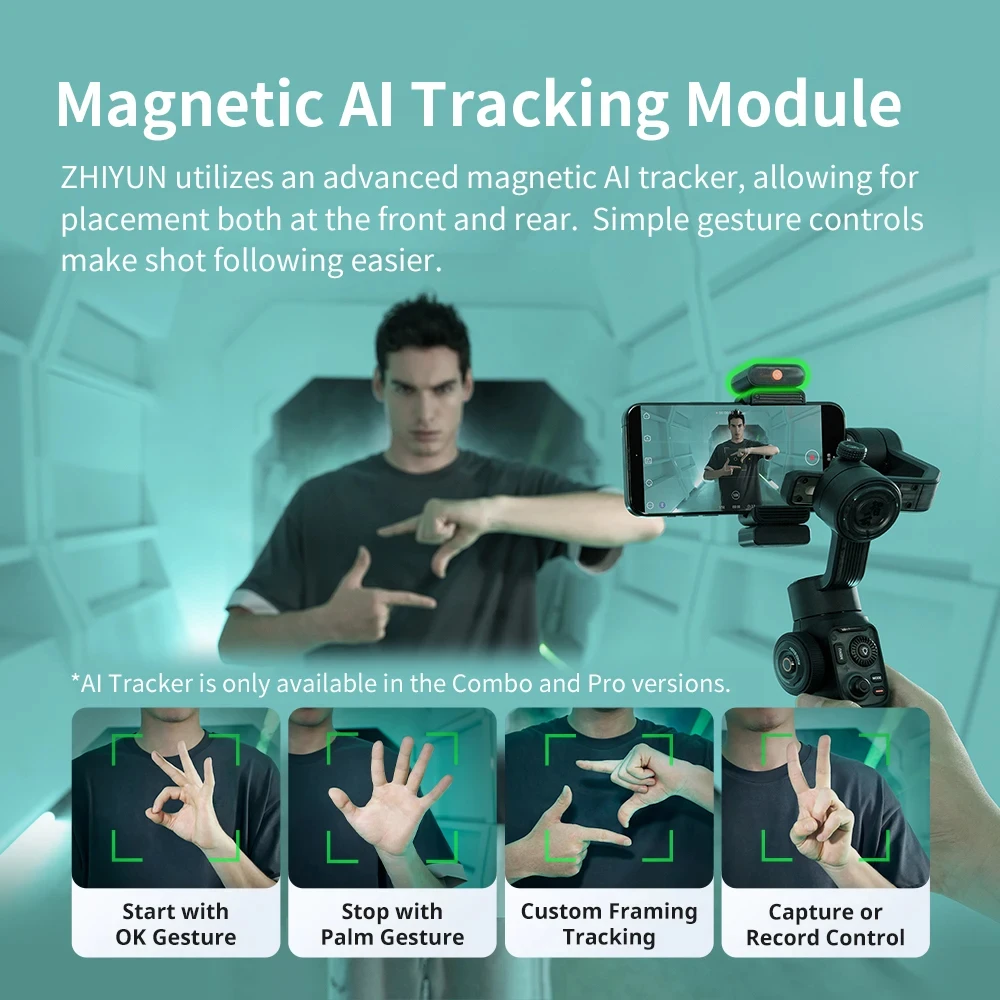 ZHIYUN Smooth 5S AI يده Gimbal الهاتف الذكي استقرار الذكية اتبع تتبع سجل فيديو مستقر آيفون 15 برو ماكس هواوي