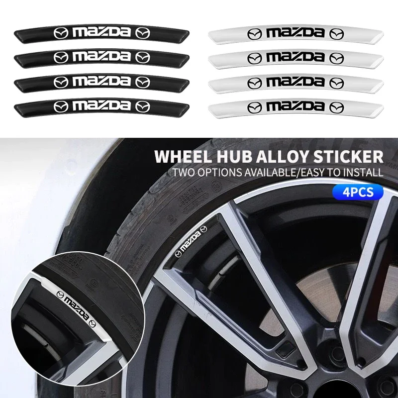 Car Wheel Hub Sticker Wheel Rim Alloy Metal Decals For Mazda 3 6 2 5 Axela Atenza Demio CX3 CX5 CX7 CX30 MX3 MX5 Speed MPE MS