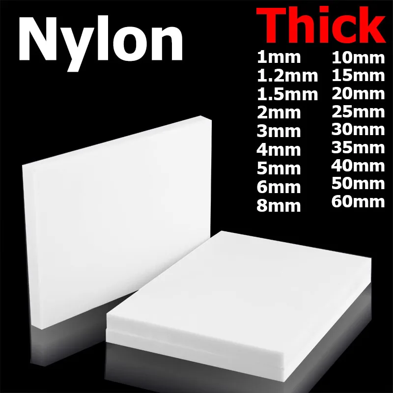 Black/White Nylon Plate Polyamide Sheet CNC Machining Plastic Board Thick 1/1.2/1.5/2/3/4/5/6/8/10//15/20/25/30/35/40/50/60mm