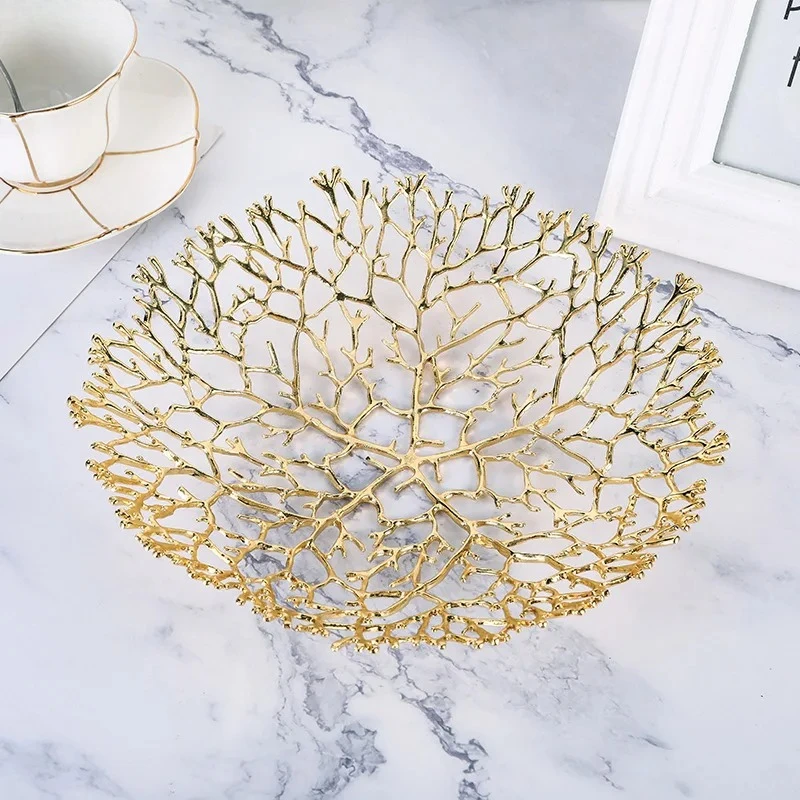 

Light Luxury Metal Fruit Plate Living Room Desktop Decor Fruit Plate Ornaments European Home Kitchen Fruit and Vegetable Basket
