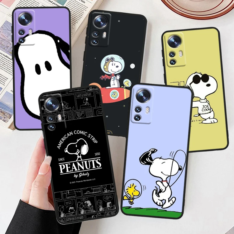 Cartoon Snoopy Cool For Xiaomi Mi Note 10T 10S 10 9T 9 SE 8 CC9E A3 5G Lite Pro Soft Silicone Black Phone Case