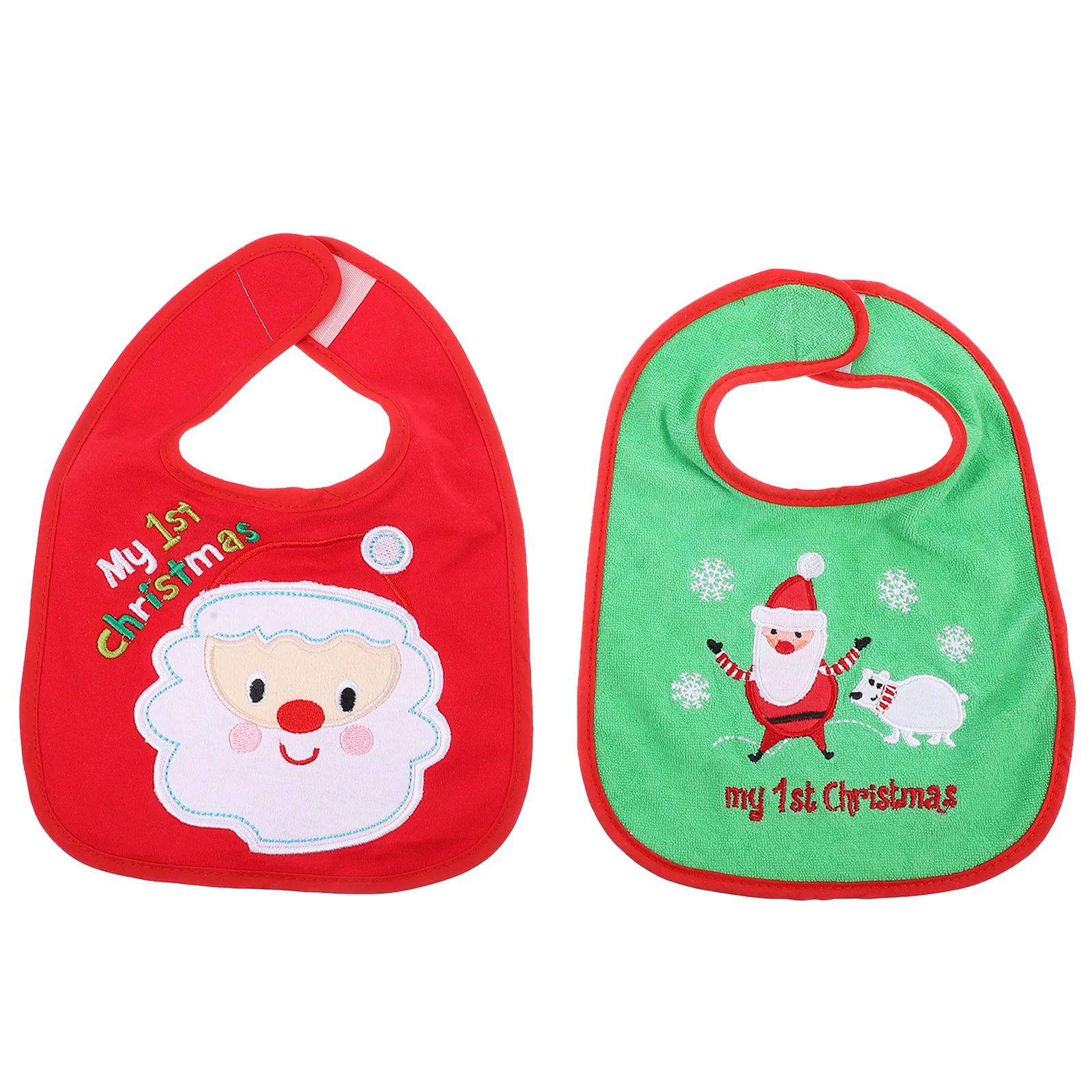 

2Pcs Lovely Christmas Pattern Baby Bibs Durable Practical Easy Wear Infant Dining Saliva Towel Baby Bib Kids Feeding Bibs