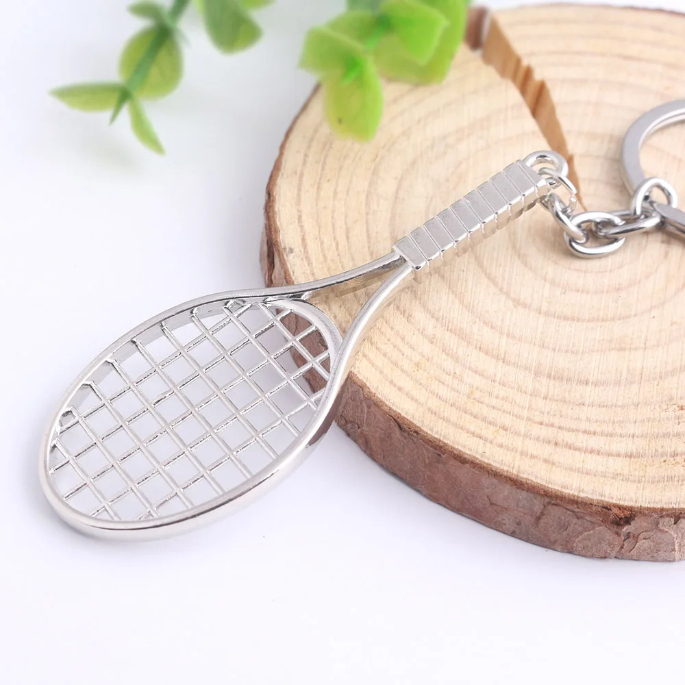 Metal Punk Tennis Racket Keychain Pendant Fashion Cool Boy Car Decoration Men Women Backpack Jewelry Accessories