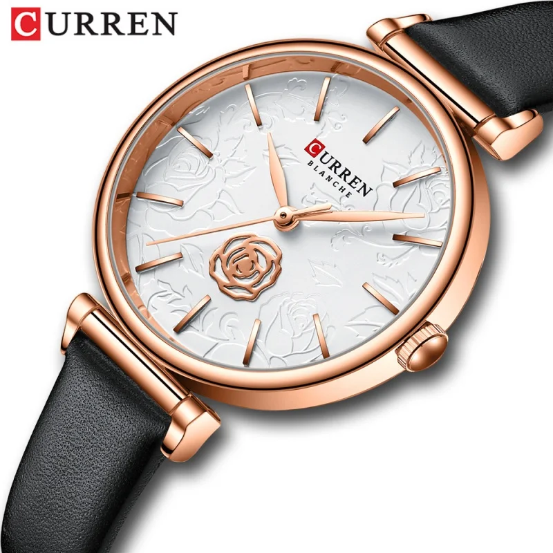 Curren 9078 Women's Leather-Belt Watch Waterproof Quartz Watch Fashion Casual Watch