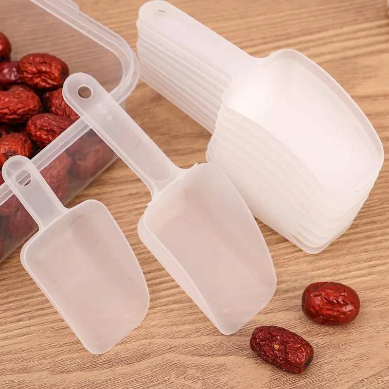 10/5Pcs Plastic Ice Scoops Multifunction Flour Candy Ice Cube Shovel Small Measuring Scoop Clear Coffee Beans Spoon Kitchen Tool