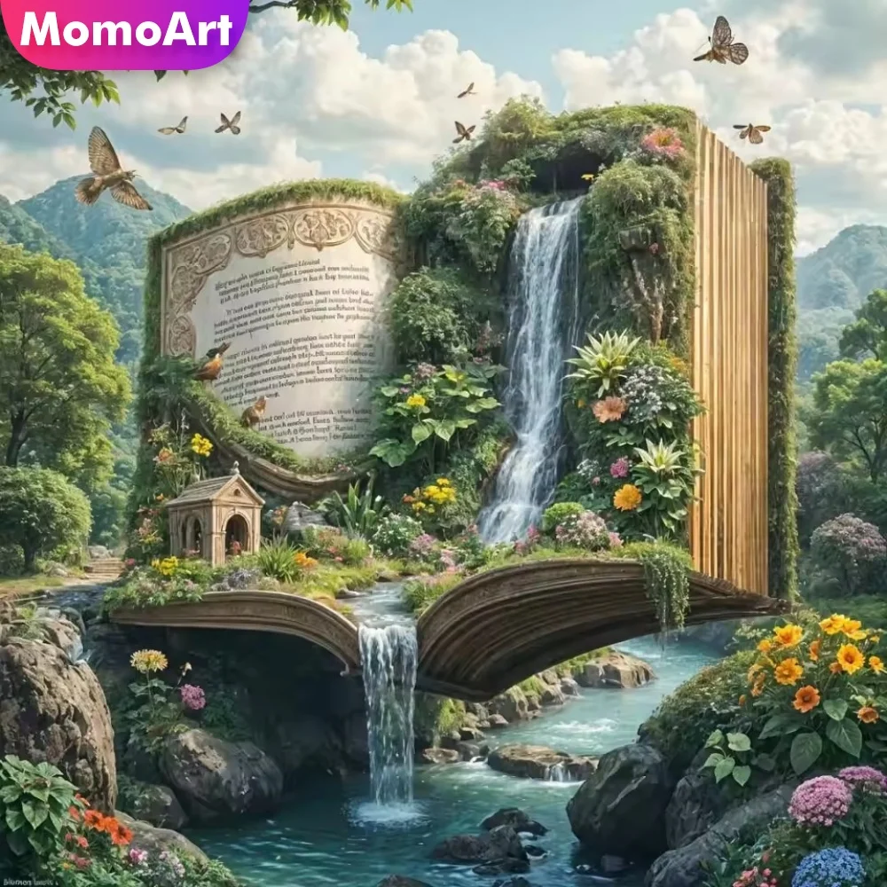 Momoart Vollquadratische und Runde Diamantmalerei-Sets: Landschaften & Abstrakte Motive – Neue Kollektion Diamantmosaik Wasserfall DIY Einzigartiges Geschenk