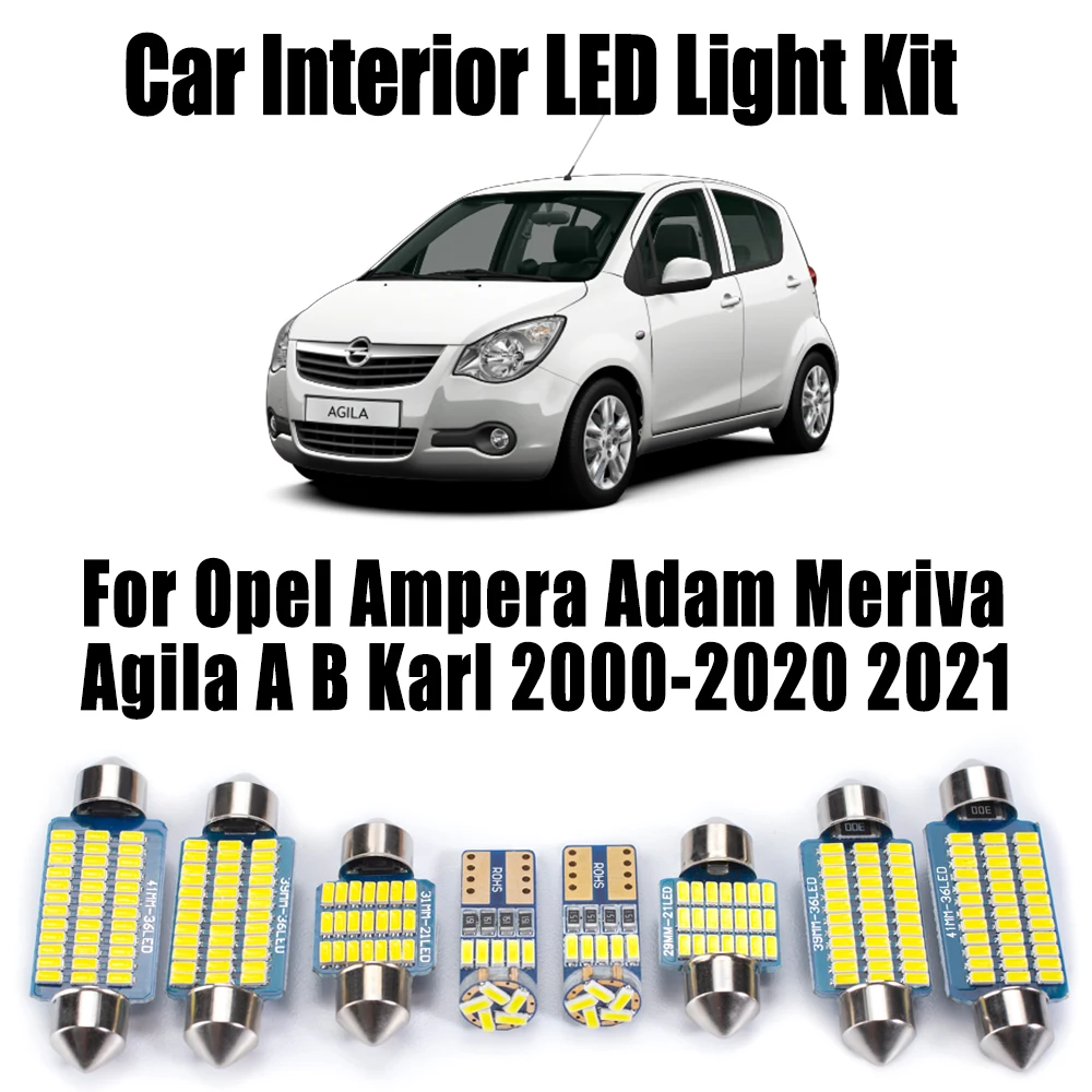 

Canbus For Opel Ampera Adam Meriva Agila A B Karl 2000-2019 2020 2021 Car Bulbs Vehicle LED Interior ​Map Dome Trunk Light Kit
