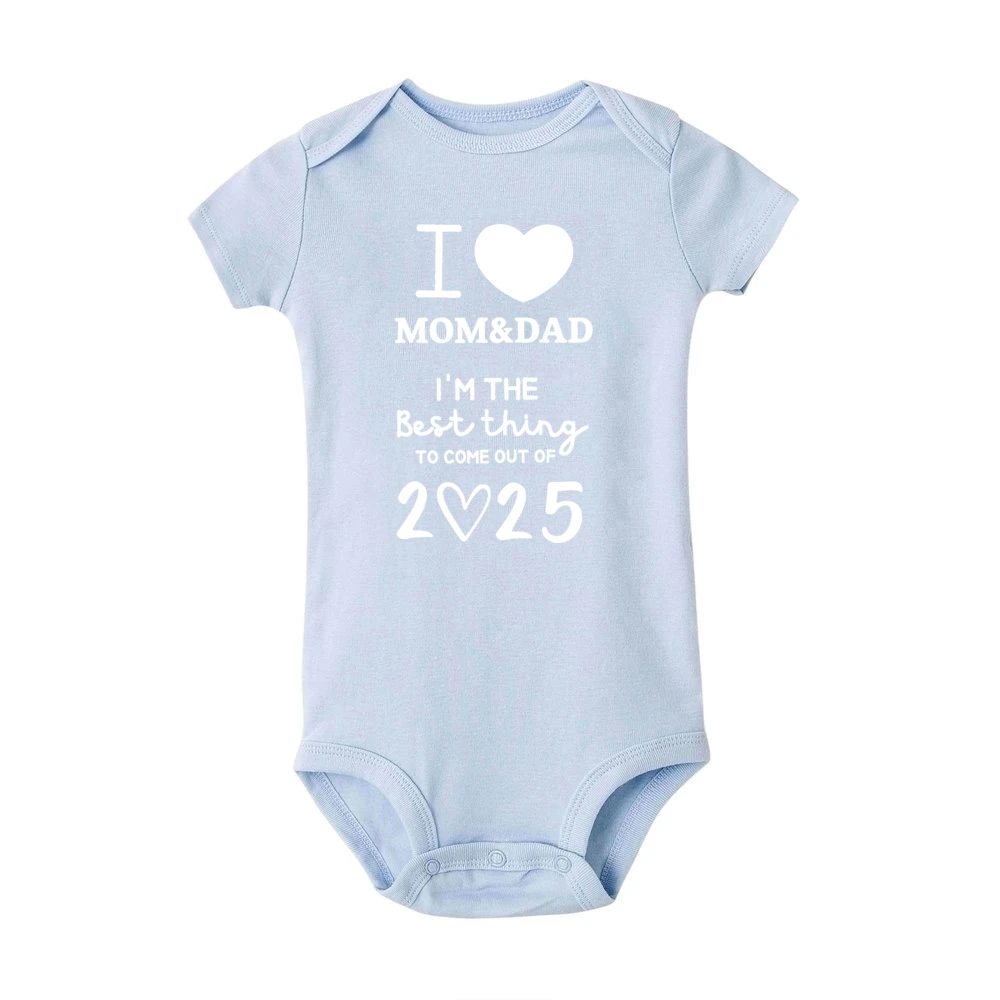 I Love Mom&dad 2025 Print Baby Romper Casual Short Sleeve Infant Bodysuit Round Neck Newborn Jumpsuit Baby Birth Gift Clothes