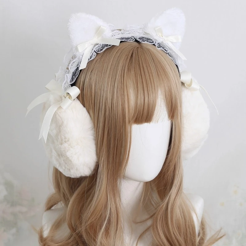 柔らかくてかわいいクマの耳猫の耳冬用イヤーバッグ女性用かわいい冬用イヤーチップぬいぐるみ耳保護暖かい耳