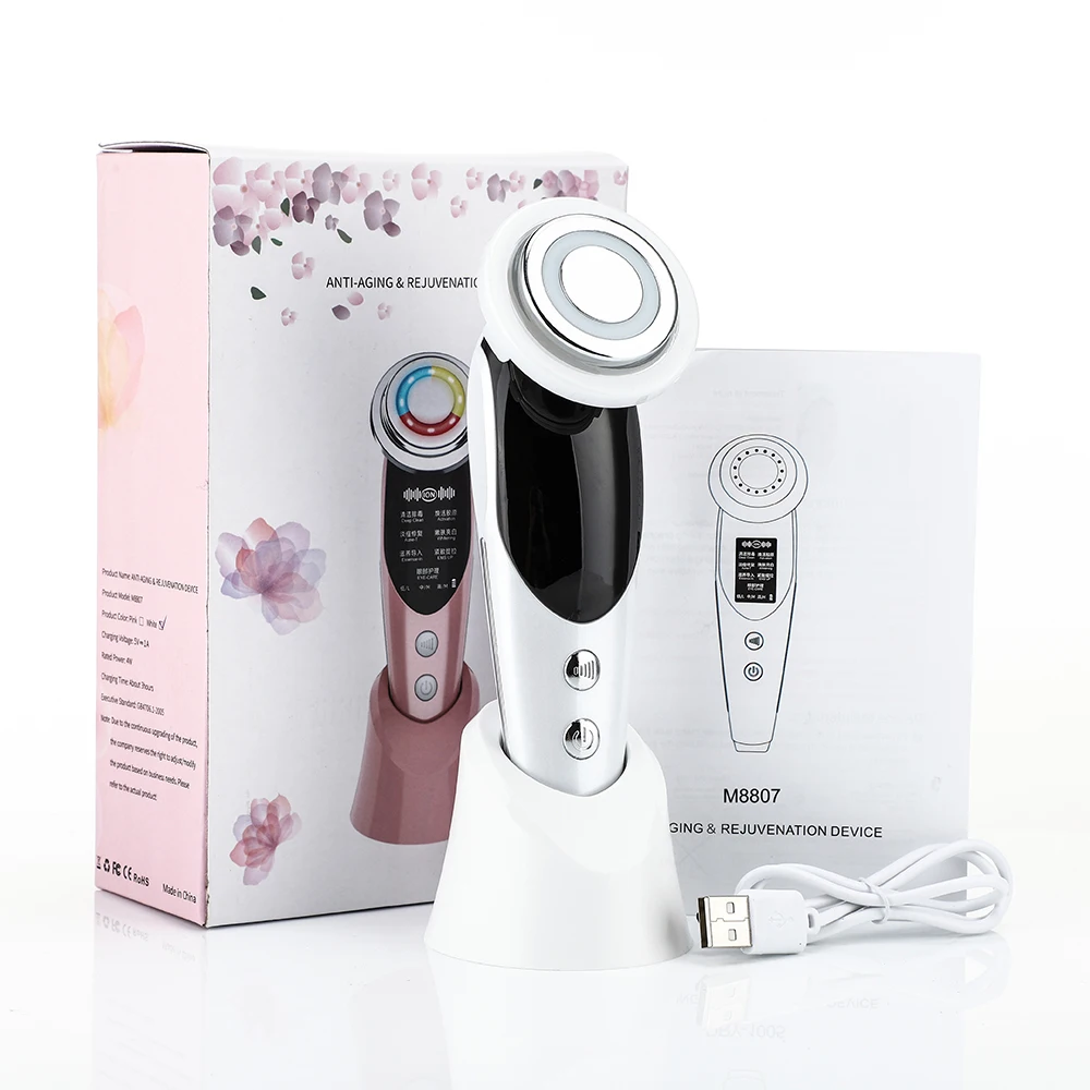 Gesichts Massager 7 in 1 Mesotherapie Radiofrequenz Für Gesicht Gerät Radio Frequenz EMS Haut Verschärfung Hebe Gerät FÜHRTE Pflege