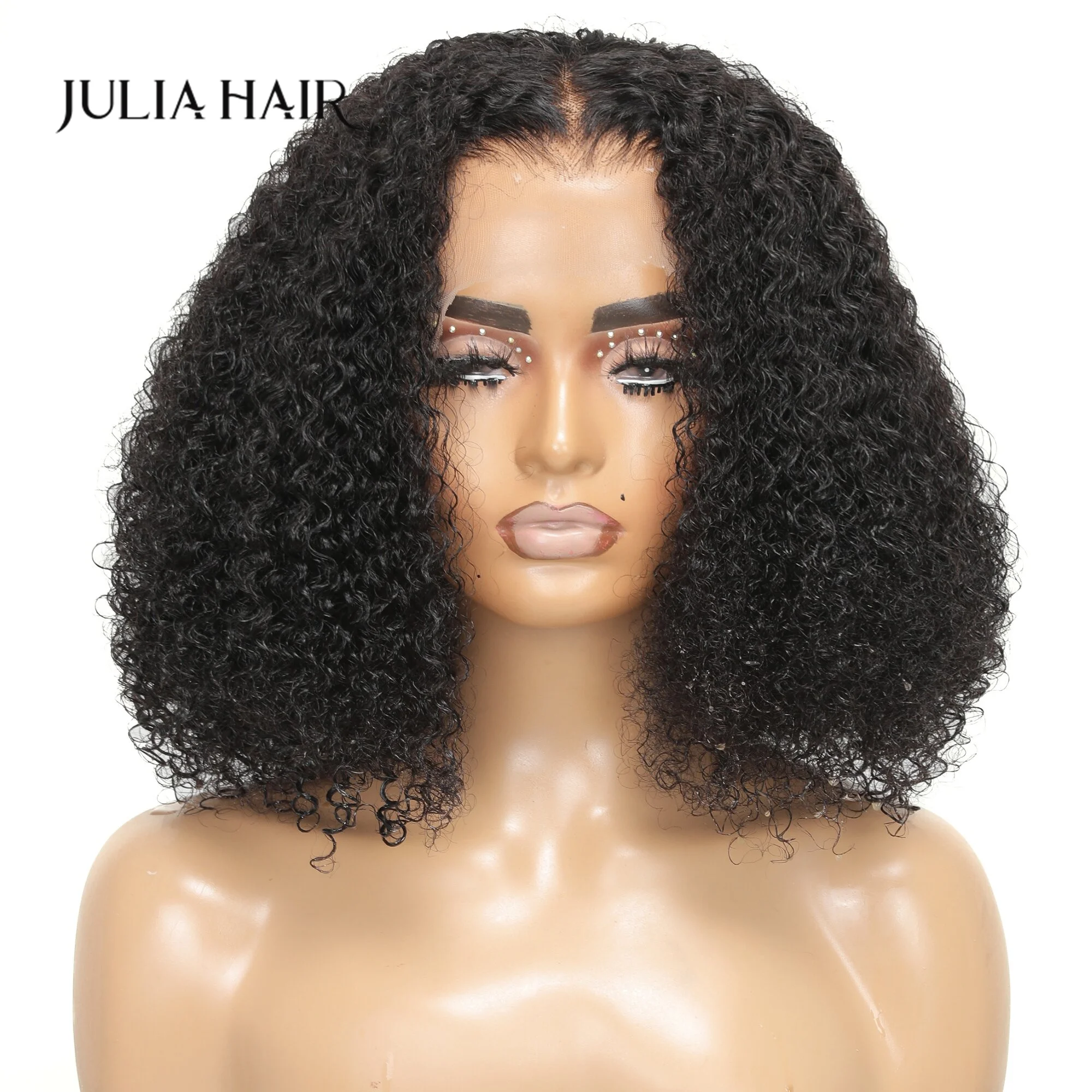 Julia Hair 13x4 Lace Front Black Short Curly Bob Human Hair Wigs Pre Pluck With Baby Hair Deep curly Bob Wig For Women