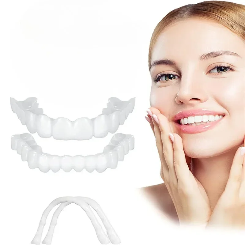 

Perfect Fit Teeth Whitening Fake Tooth Cover Snap on Silicone Smile Veneers Teeth Upper Beauty Tool Cosmetic Teeth Free Shipping